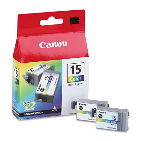 Canon 8191A003 (BCI-15) Ink, 130 Page-Yield, Tri-Color, 2PK 8191A003